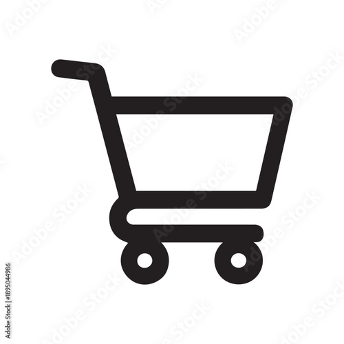 Simple icon of a shopping cart with two wheels and a handle