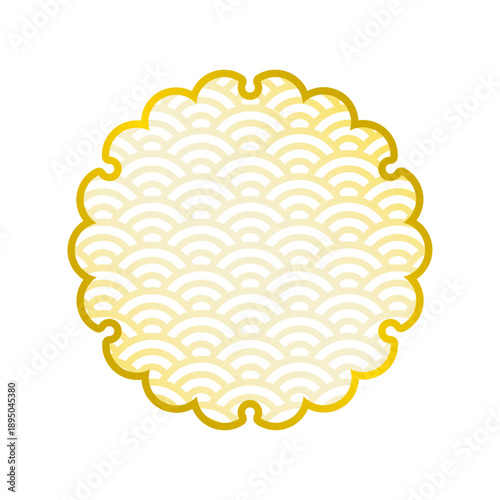 雪輪と青海波の和柄素材　金