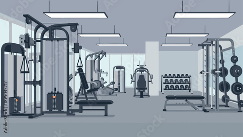 Modern fitness center with exercise machines