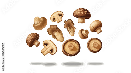 A vibrant culinary arrangement of various edible mushroom types showcasing their natural beauty and delicious potential in a healthful collection here