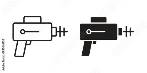 Laser gun icon set. Black icon on white background