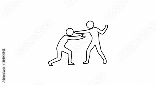 Two stylized figures in a confrontation.