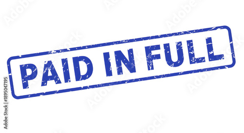Paid In Full Blue Grunge Rubber Stamp isolated PNG with Transparent Background