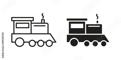 Locomotive icon set. Black icon on white background