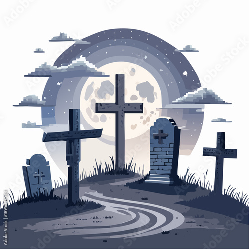 Dark Fantasy Graveyard Pixel Art Environment