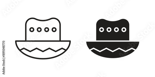 Mexican Hat icon set. Black icon on white background