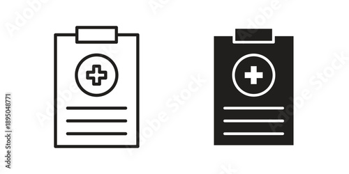 Medical records icon set. Black icon on white background