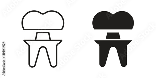 Molar crown icon set. Black icon on white background