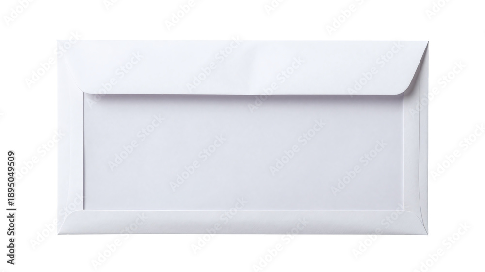 Fototapeta premium Blank white window envelope isolated on white background, ready for mailing, business correspondence