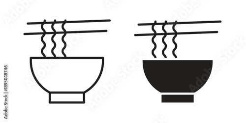 Noodles icon set. Black icon on white background