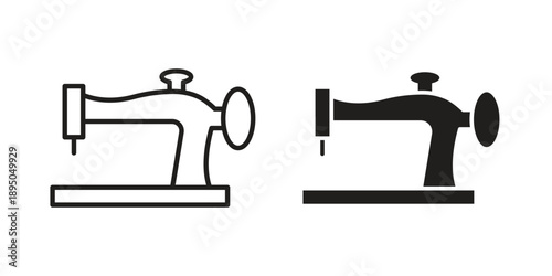 Old sewing machine icon set. Black icon on white background