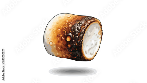 Perfectly Toasted Marshmallow Illustration with Golden Brown Charred Sweetness and Soft Center