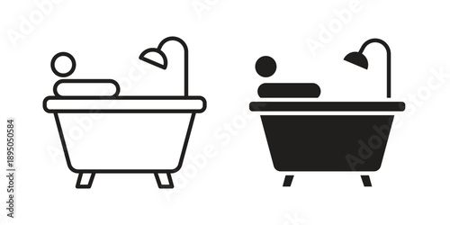 Person Bathing icon set. Black icon on white background