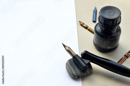 Paper, ink and calligraphy pens. Lettering Workshop details