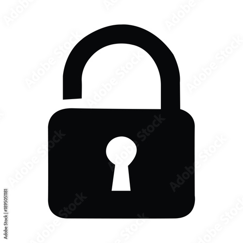 An open padlock icon symbolizing granted access digital freedom and successful entry for users a clear black silhouette