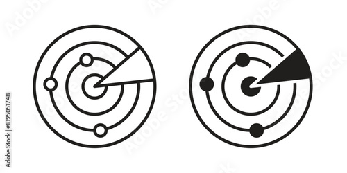 Radar icon set. Black icon on white background