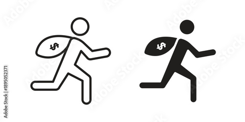 Robbery icon set. Black icon on white background