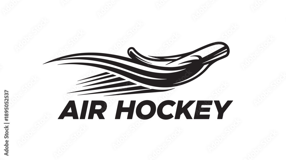Fototapeta premium A sleek black and white graphic depicts an air hockey striker with the text air hockey below high quality professional detailed