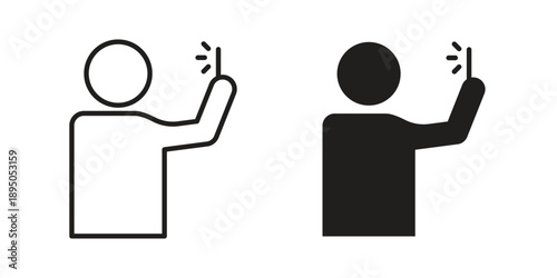 Selfie icon set. Black icon on white background