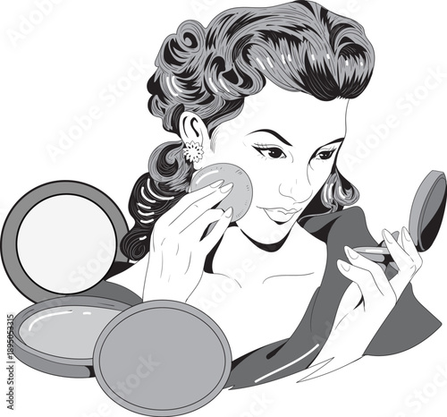 Timeless beauty, vintage cartoon vector illustration.