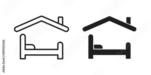 Shelter beds icon set. Black icon on white background