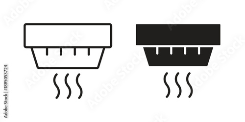 Smoke detector icon set. Black icon on white background
