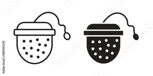 Tea infuser icon set. Black icon on white background