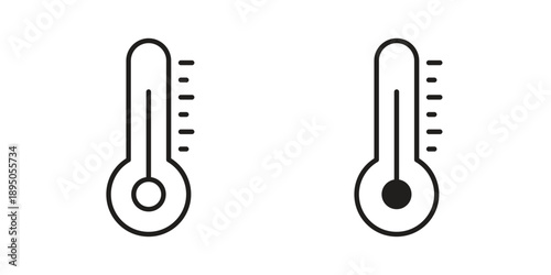 Thermometer icon set. Black icon on white background