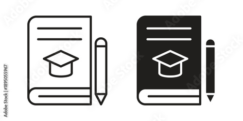 Thesis icon set. Black icon on white background