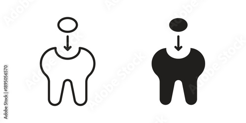 Tooth filling icon set. Black icon on white background