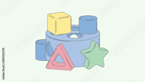 Colorful shape sorter toy for early childhood learning.