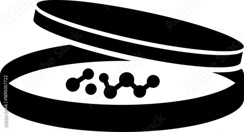 Petri dish icon with molecules in science laboratory for chemistry biology research diagnosis experiment medicine concept vector illustration