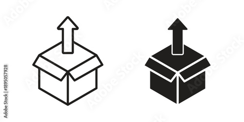 Unpacking icon set. Black icon on white background