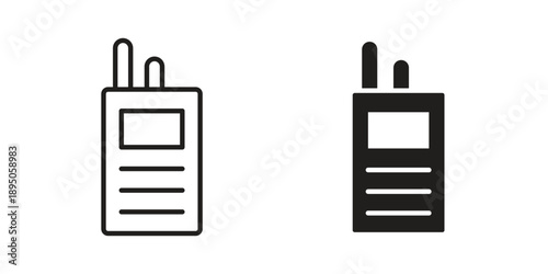 Walkie talkie icon set. Black icon on white background