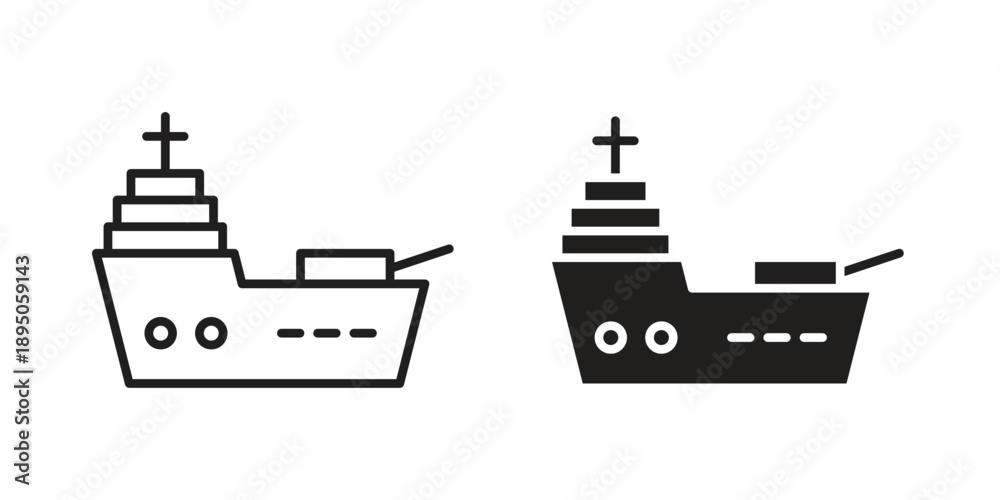 Fototapeta premium Warship icon set. Black icon on white background