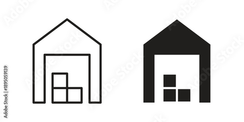Warehouse icon set. Black icon on white background
