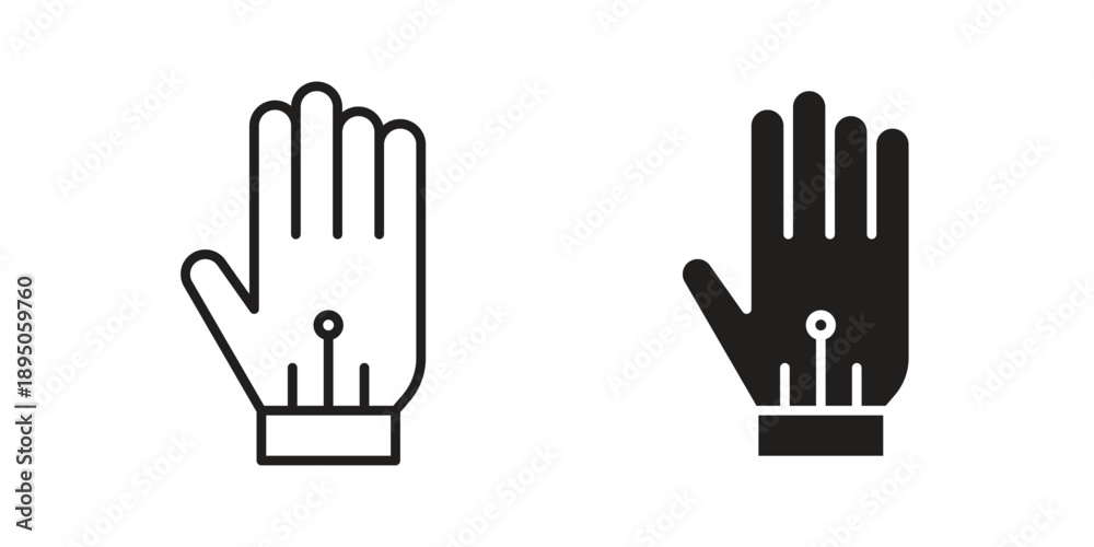 Fototapeta premium Wired gloves icon set. Black icon on white background