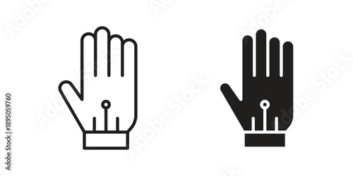 Wired gloves icon set. Black icon on white background