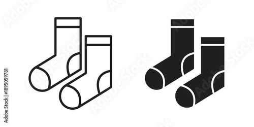 Women socks icon set. Black icon on white background