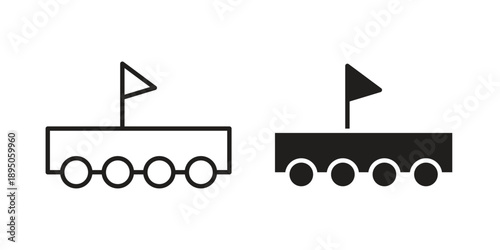 Wood Raft icon set. Black icon on white background