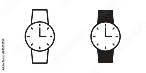 Wristwatch icon set. Black icon on white background