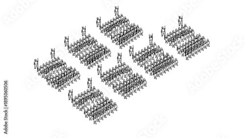 Isometric crowd formation creating geometric shapes