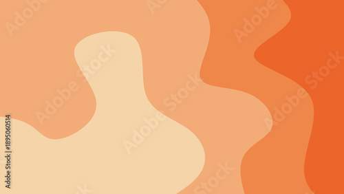 Abstract wavy background in orange and apricot. Minimalist peach and cream liquid wallpaper. Modern soft organic fluid shapes design.