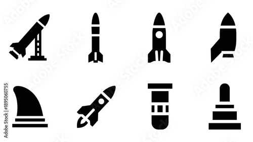 Rocket and missile silhouettes collection: iconic space and warfare designs