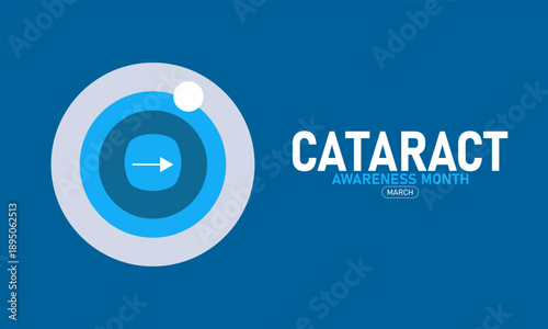 Cataract Awareness Month Vector Eye Lens Surgery Vision Health Ribbon Prevention June Banner Design Infographic Stock Graphic Template Illustration