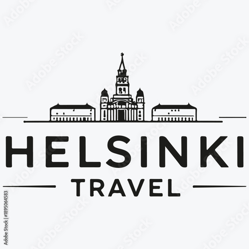 Helsinki travel logo sketch illustration vector