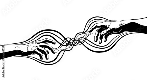 Two hands reaching out to each other in a gesture of unity and connection.