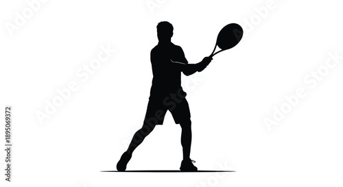 A tennis player preparing to hit a forehand dynamic black silhouette