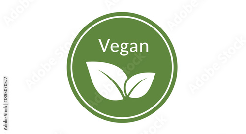 Vegan Icon Label – Green Plant-Based Food Symbol Badge Vector