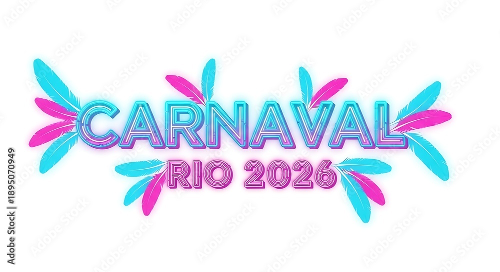 Obraz premium Carnaval Rio 2026: An eye-catching banner announces the upcoming Carnaval Rio 2026, inviting spectators to immerse themselves in the festivities with bright colors and a celebratory vibe.